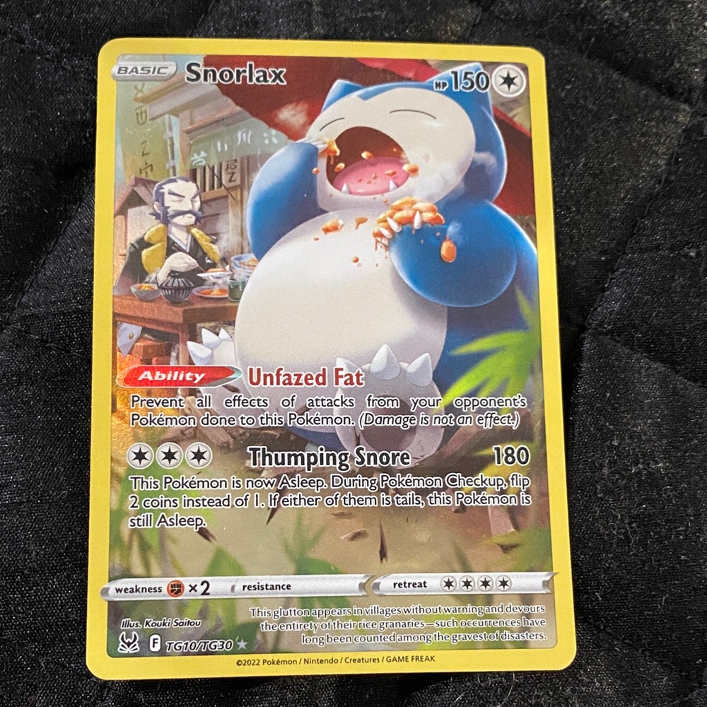 Snorlax Trading Card - Yellow Border, Blue & White Snorlax